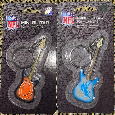 Mini Guitar Keychain NFC  Notth Pick Your Team Chicago Bears or Detroit Lions
