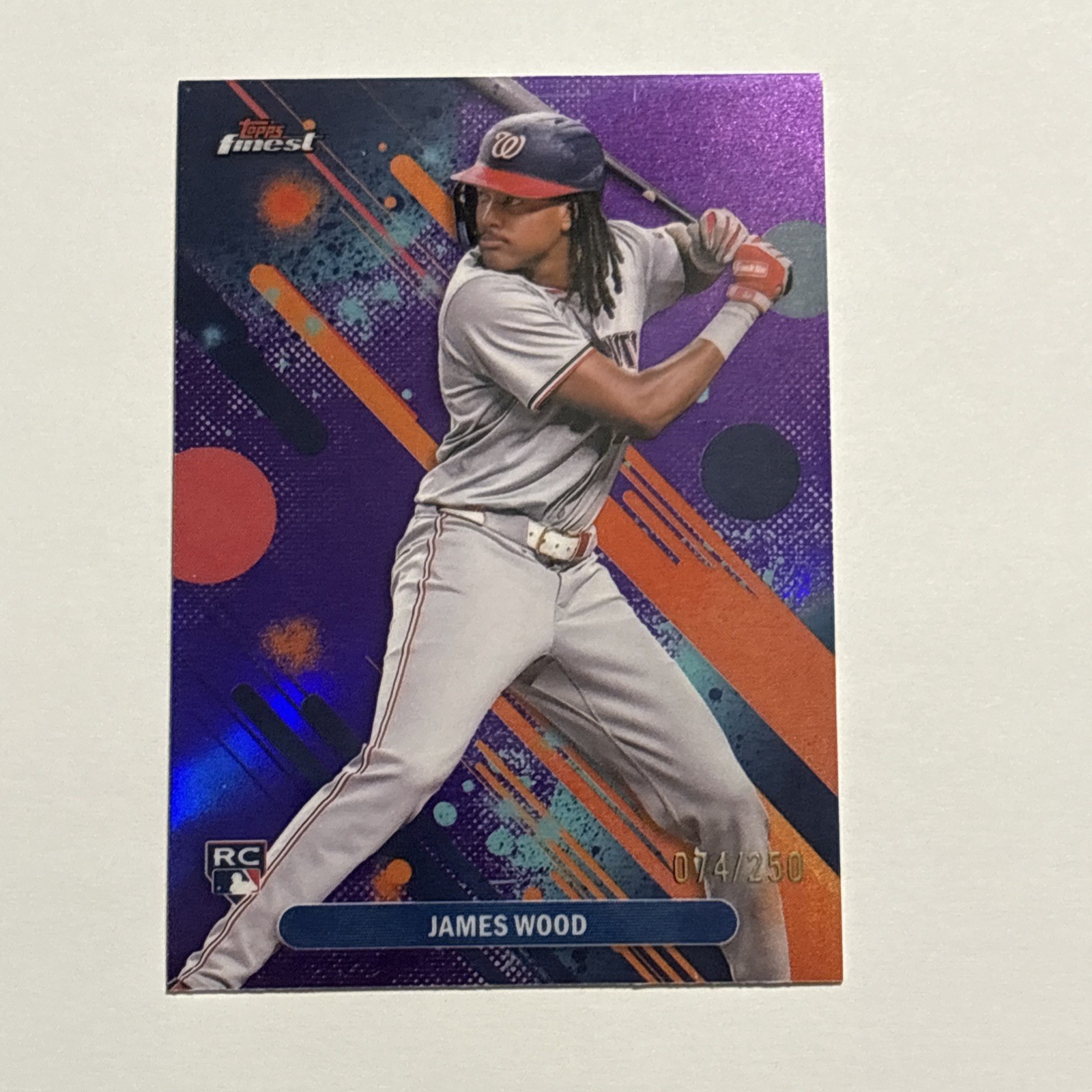 James Wood 2025 Finest Purple Refractor Parallel Rookie #100 Nationals /250