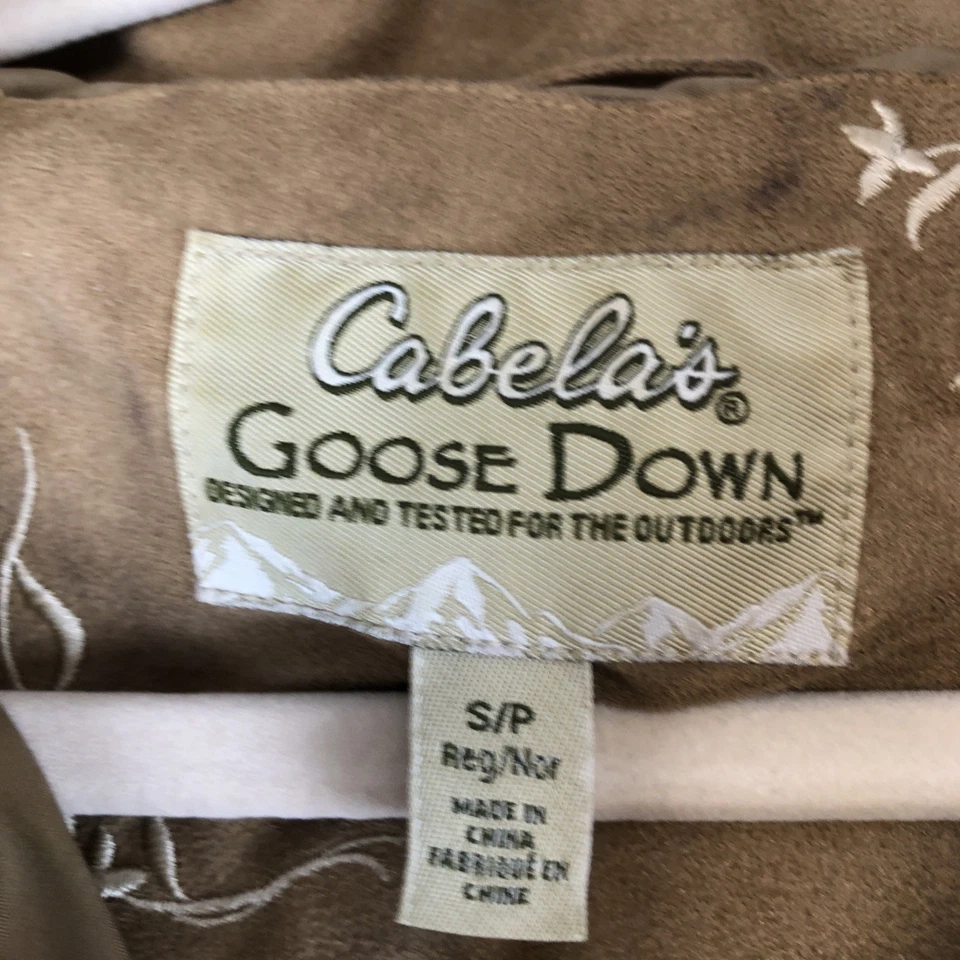 Cabela's Goose-Down Full Zip Suede Coat Tan Womens Small Coyote Fur Ruff Hood - Image 3 of 4