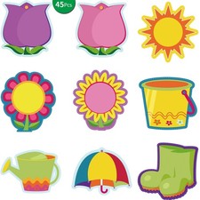 45 Pcs Spring Flower Cutouts Bulletin Board Decoration Set Back to School Cla...