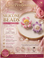 Fancy beads for beadable pens Jewelry making Crafts 2 pc cute girl flower