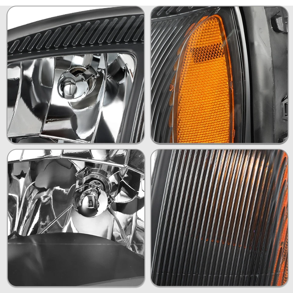 Faros de cristal negro Fit 2000-2005 Cadillac Deville luces lámparas 00-05 diestro+derecho Foto 4 de 4