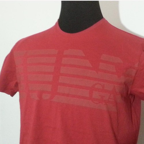 Armani Jeans Men Graphic Red Cotton T-shirt size L Regular Fit AJ Tee 21x26" - Picture 3 of 17