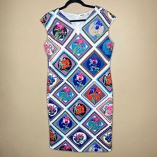 Tahari BEAUTIFUL Multicolored Sleeveless Sheath Dress Size 14