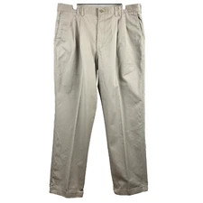LEE Chino Pants Mens Size 36 x 32(31.5) Tan Pleated Cuffed Wrinkle Resistant VTG