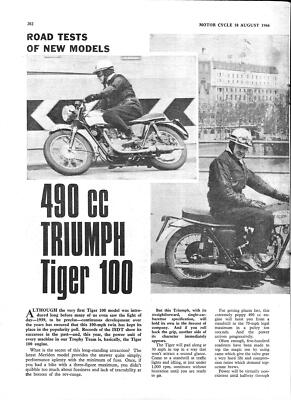 1966 Triumph ''Tiger 100'' 490cc Motorrad Original Magazin Bericht Zuschnitt