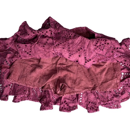 Free People Mini Skort Dreamy Mulberry Eyelet Pattern Purple Cotton Size Small - Picture 5 of 9