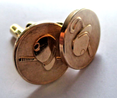 Boutons De Manchette Anciens En Plaque Or - Bijou Vintage Murat