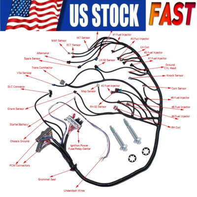 Fit LS SWAPS DBC 4.8 5.3 6.0 99-06 LS1-4L60E Wiring Harness Stand Alone Wires