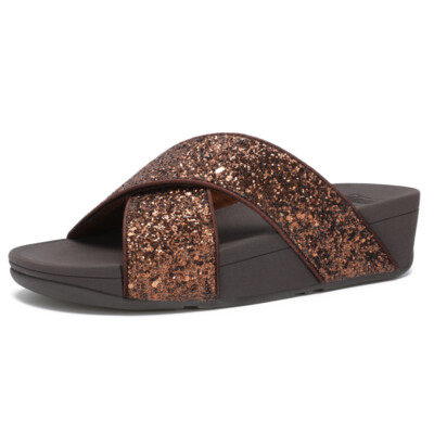 Fitflop Women Summer Sequin Cross Slippers Sandals Mules Beach