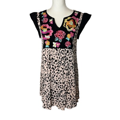 Savanna Jane Ruffle Cap Sleeve Embroidered Leopard Dress Small | eBay Savanna Jane Ruffle Cap Sleeve Embroidered Leopard Dress Small | eBay