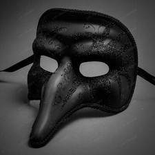 Mardi Gras Full Face Venetian Nose Mask with Glitter For Men/Women Party Costume