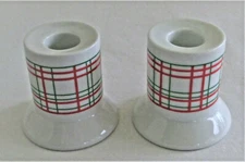 Amscan Red White Green Plaid Candle Holders 2 3/4 inches Tall