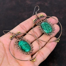 Gemstone Jewelry Copper Earring Gift Wire Wrapped Drop/Dangle Earrings 3.35"