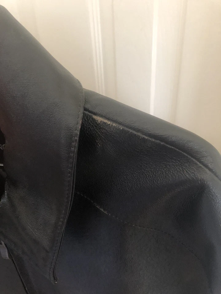 Juliano Celini Black Leather Full Zip Jacket Men’s Size Large Fast Ship READ - Image 4 of 4