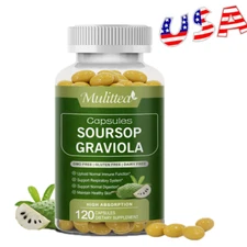 Soursop Graviola Capsules Leaf  Fruit Extract 1000mg Support Respiratory Health