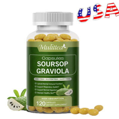 Soursop Graviola Capsules Leaf  Fruit Extract 1000mg Support Respiratory Health
