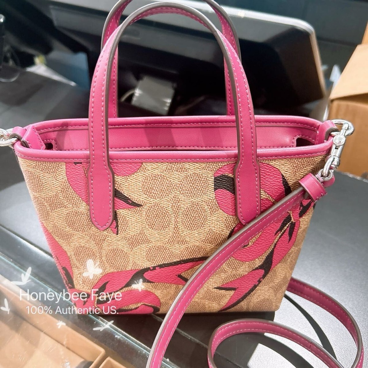 NWT COACH City Mini Tote Bag In Signature Canvas With Bow NWT COACH City Mini Tote Bag In Signature Canvas With Bow