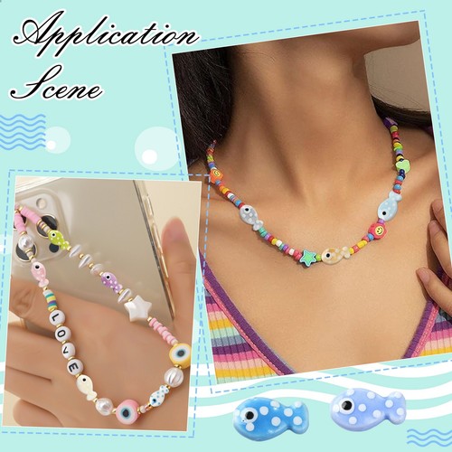 40pcs Fish Theme Handmade Ceramic Porcelain Beads Ocean Jesus Beads for Jewelry - Picture 8 of 8