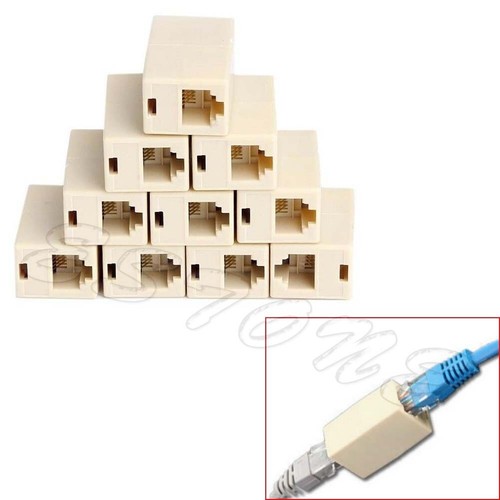 10pcs RJ45 CAT5 Coupler Plug LAN Cable Extender Connector Adapter New - Afbeelding 2 van 2