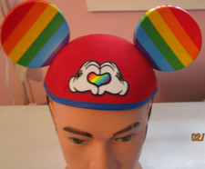 New Disney Parks Disney Mickey Hat Ears Rainbow Pride Adult One Size NWT