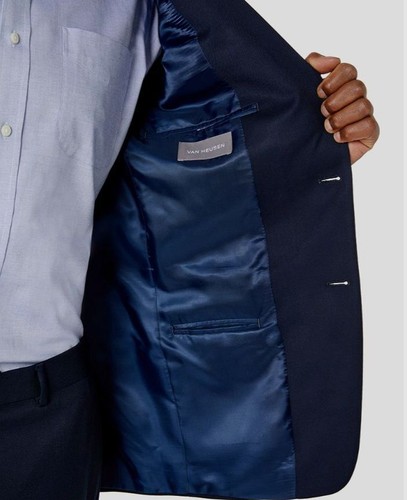 $395 Van Heusen Mens Blue Solid Flex Slim-Fit 2-Piece Jacket Pants Suit Size 40R - 第 5/8 張圖片