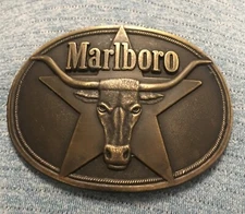 Marlboro Belt Buckle Solid Brass Philip Morris 1987