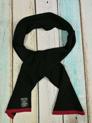 Threads By Totes Mens Black Burgundy Knitted Scarf Immaculate