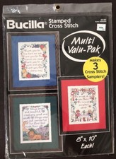 Bucilla Grace SAMPLERS Three 64184 Stamped Cross Stitch Kit 8 x 10 NEW