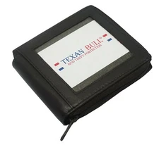 New Mens Bifold Zip Around Leather Wallet Secure Multi Pockets Billfold 9605BK