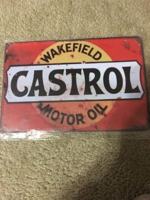 CASTROL Wakefield Sign Tin Castrol Motor Oil Sign Wall Decor Vintage Metal Shop