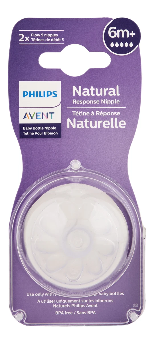 Philips Avent Natural Response Nipple Flow 5 6M 2 Ct. Baby Bottle
