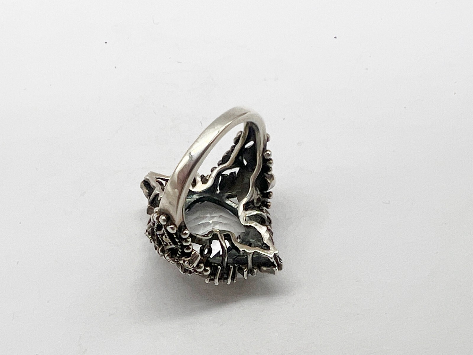 VINTAGE SOLID STERLING SILVER LARGE CLEAR STONE S… - image 4