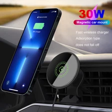 30W Fast Car Wireless Charger Phone Mount For Apple iPhone 16 15 14 13 12 Series