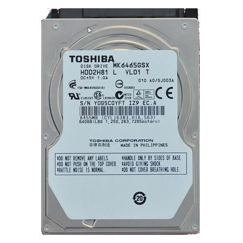 Toshiba 640GB MK6465GSX 5400 RPM SATA 2.5" Laptop HDD Hard Drive
