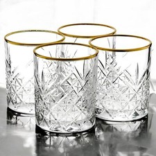 4/8 Pcs Pasabahce Timeless Tumbler With Gold Rim Whiskey Glasses Cocktails 420ml