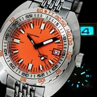 Seestern V3 42MM SUB 300T LUME DATE Bezel 200m DIVER'S Mens Sport Watch ORANGE