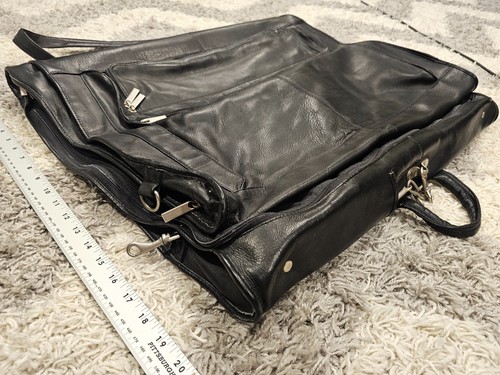 Beautiful GARMENT BAG LEATHER Luggage Travel Suit Tux Bag Black