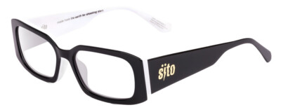 SITO SHADES ELECTRO VISION Designer Reading Glasses Black White Square 56mm