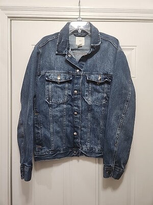 H&M Men’s Blue DENIM Button Front Trucker Jean Jacket Size Large