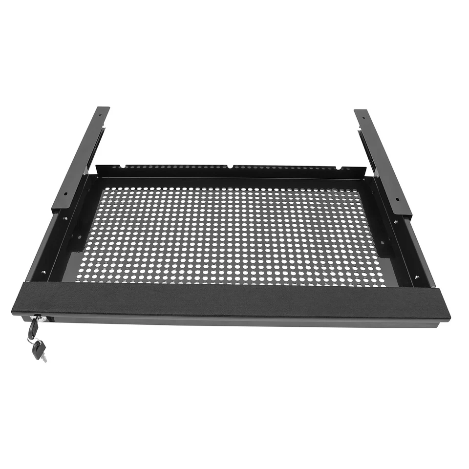 Under Desk Mounted Sliding Pull-out Drawer Drawer Storage Organizer Drawer W/Key - Image 4 of 4