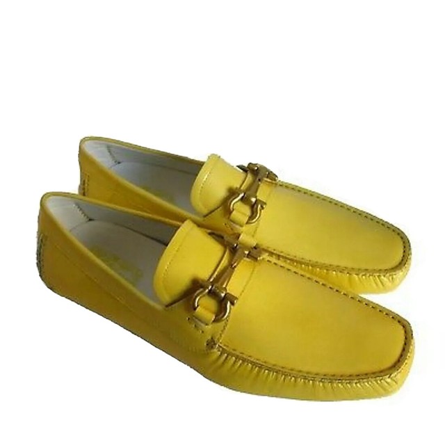 yellow driving shoes