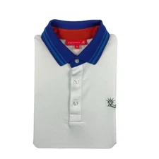Redvanly White Blue Tipped Performance Mens Golf Polo Size Small