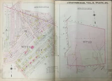 1911 PITTSBURGH PA EAST HILLS DORNBUSH ST TO HANSELL AV & SILVERDALE ATLAS MAP