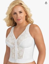 Exquisite Form 7565 White Fully Front Close Longline Wireless Posture Bra Sz 36C