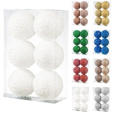 6pcs 3.94" Christmas Ball Ornaments Glitter Sequin Foam Ball Shatterproof Christ