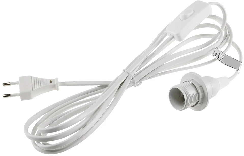 Netzkabel mit Schalter + E14 Lampenfassung 3,5 m Kabel Leuchten Fassung Stecker - Bild 4 von 4