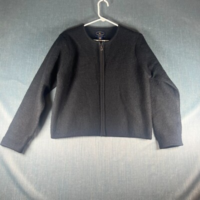 #ad Chelsea Cambell Womens Cardigan Sweater Size MP Black Wool Long Sleeve Full Zip $16.74
