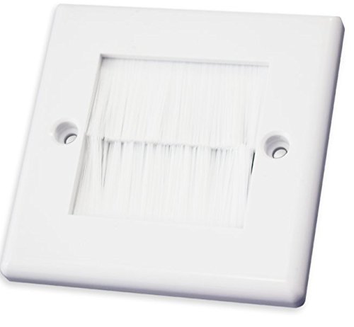 Single 1 Gang Brush Wall Plate Faceplate White Brushes Cable Entry Exit Tidy