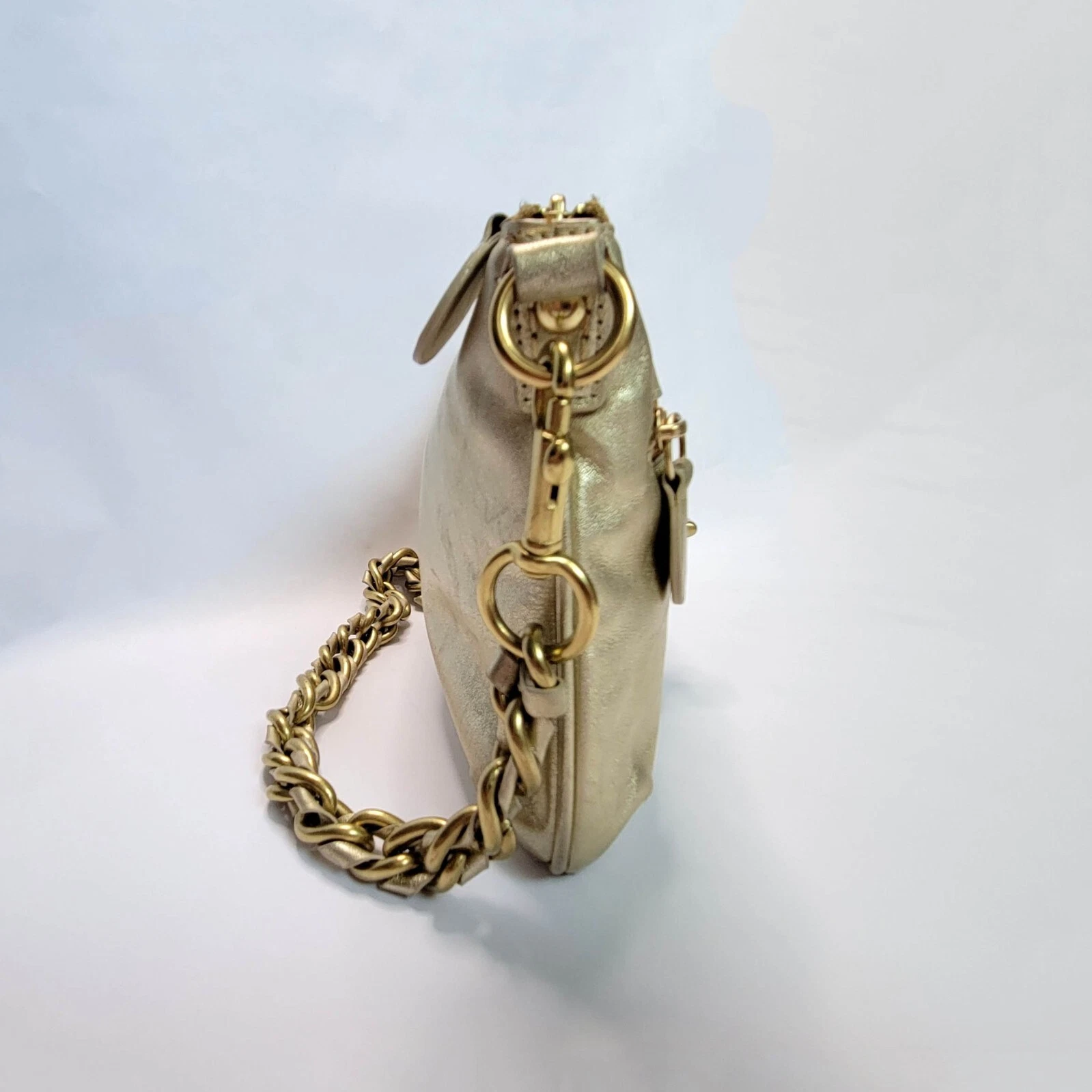 RARA pochette grande Coach F13756 pelle oro edizione limitata tracolla